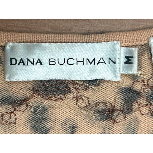 Dana Buchman Medium Vintage Leopard Merino Wool Beaded Top City Luxe Embellished - Picture 11 of 14